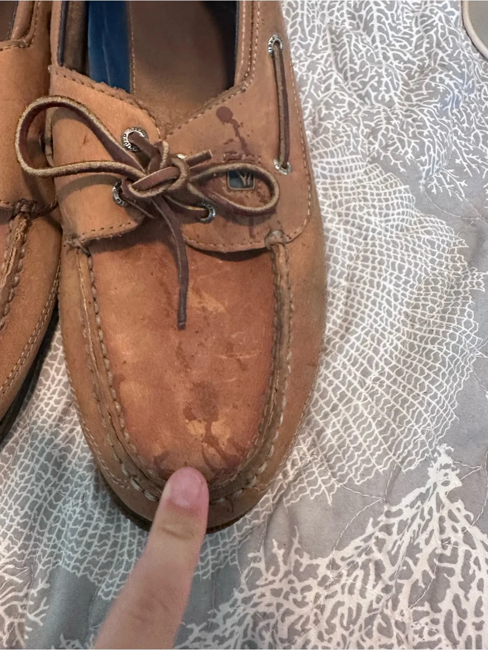 Sperry Tan Leather Boat Shoes with Lace Detail